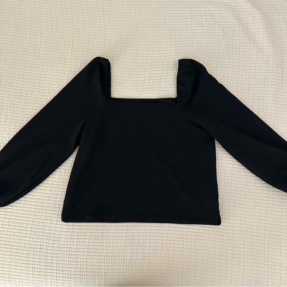 Madewell Crepe Square Neck Puff Sleeve Top